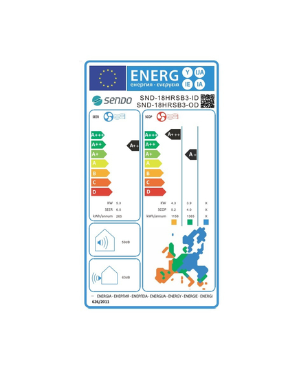 Sendo Hermes Κλιματιστικό Inverter 18000 BTU A++/A+++ με WiFi​